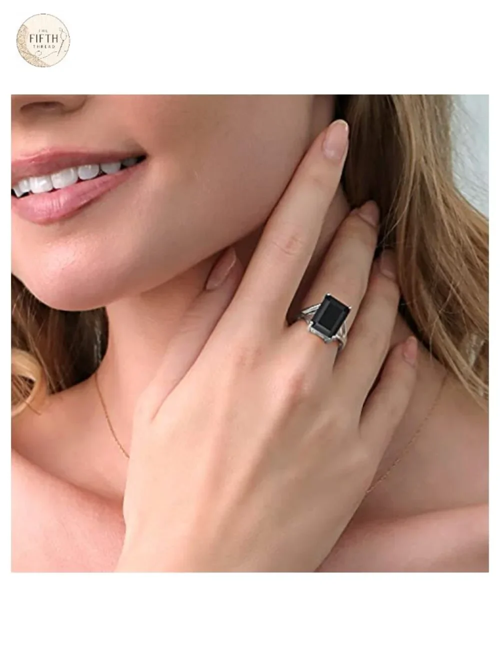 Emerald Cut Onyx Solitaire Ring 925 Sterling Silver Statement Jewelry
